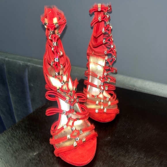 Bebe. Size 6. Red w faux diamonds. - Picture 4 of 5